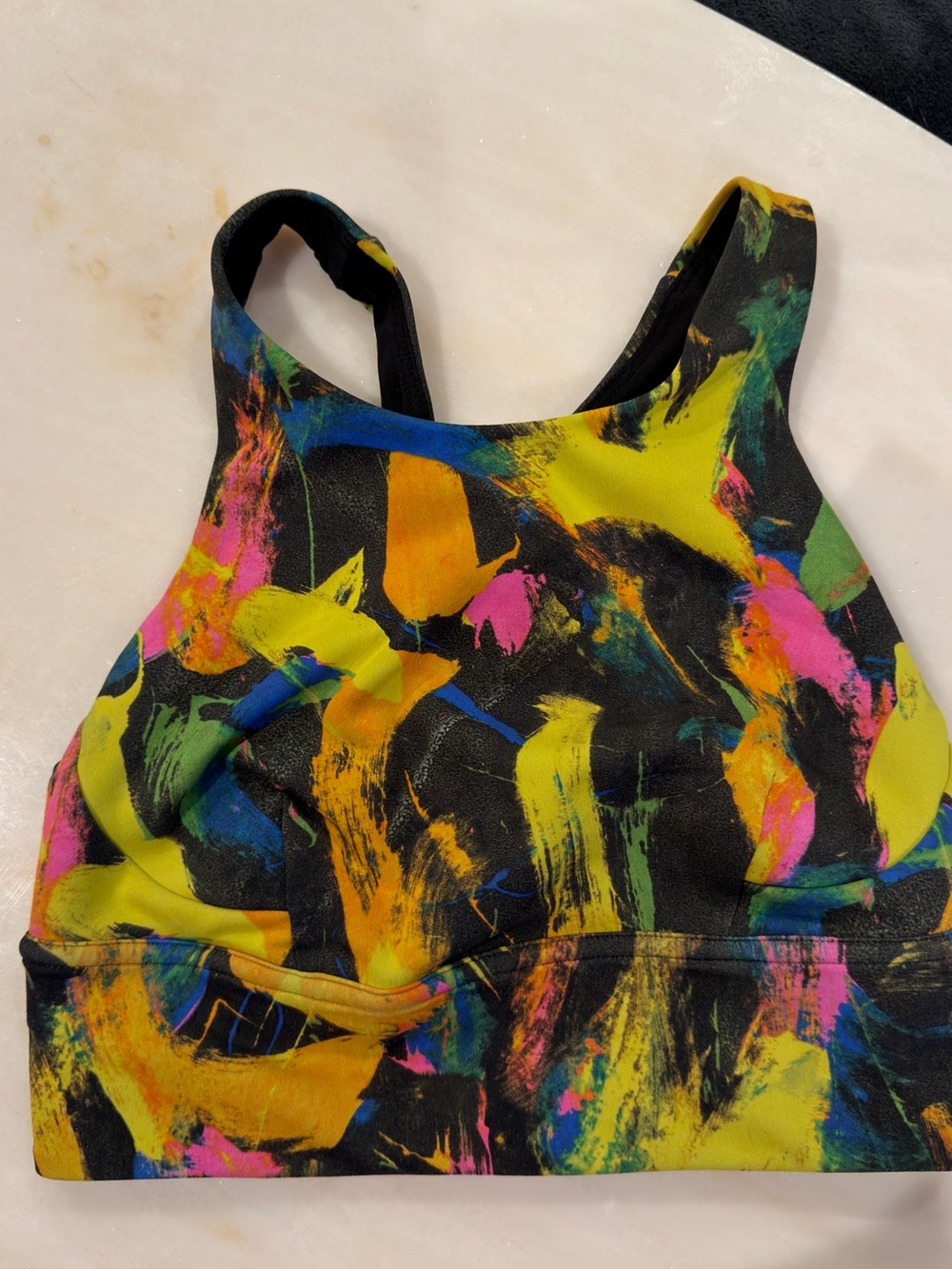 lululemon athletica Black Multicolor Abstract Print Sports Bra